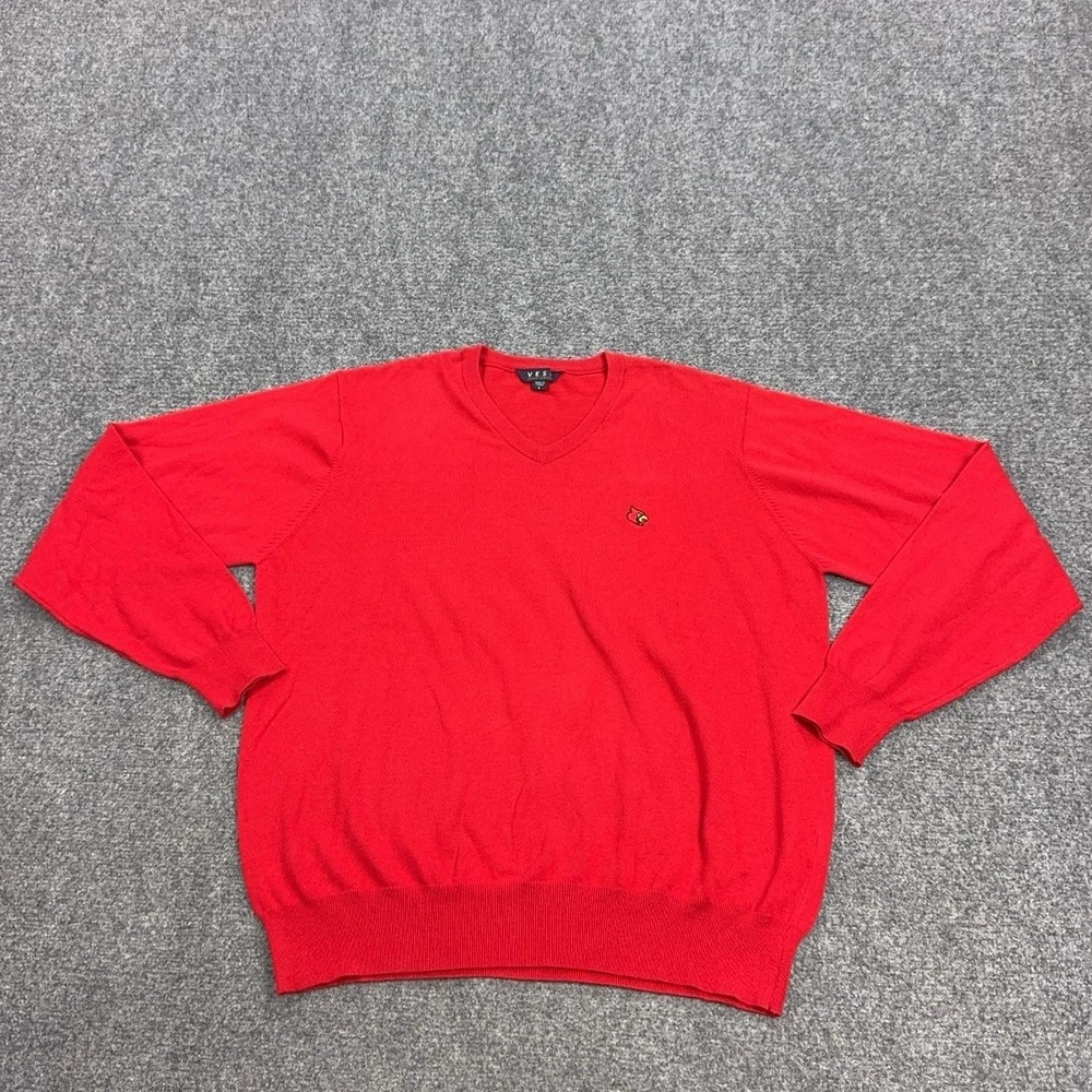 Louisville Cardinals Sweater Mens Large Red NCAA Football Vesi Sportswear V Neck